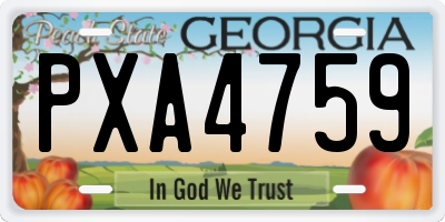GA license plate PXA4759