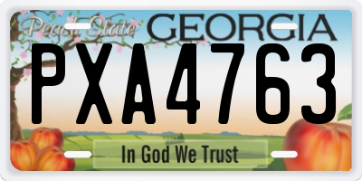 GA license plate PXA4763