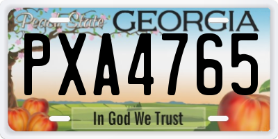 GA license plate PXA4765