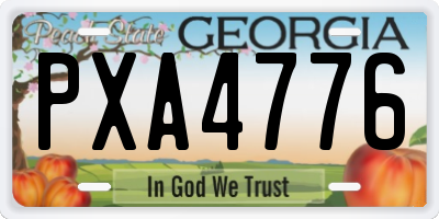 GA license plate PXA4776