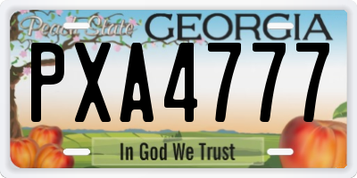 GA license plate PXA4777