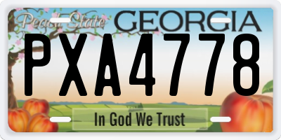 GA license plate PXA4778