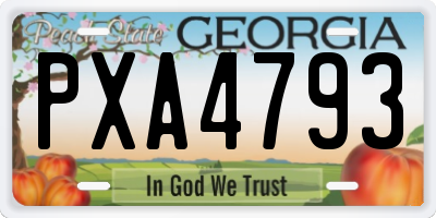 GA license plate PXA4793