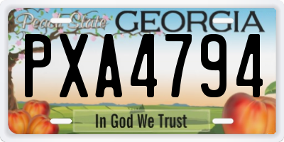 GA license plate PXA4794
