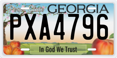 GA license plate PXA4796