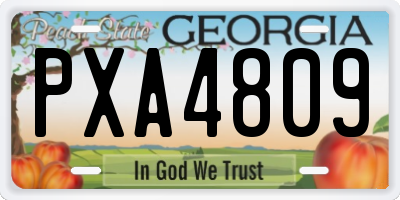 GA license plate PXA4809