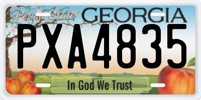 GA license plate PXA4835