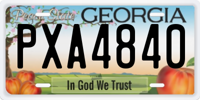 GA license plate PXA4840