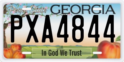 GA license plate PXA4844