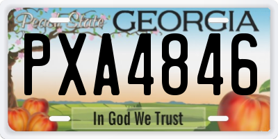 GA license plate PXA4846