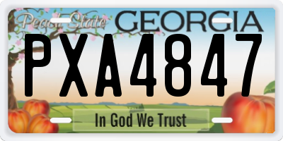 GA license plate PXA4847