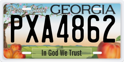GA license plate PXA4862