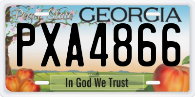 GA license plate PXA4866