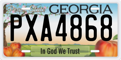 GA license plate PXA4868