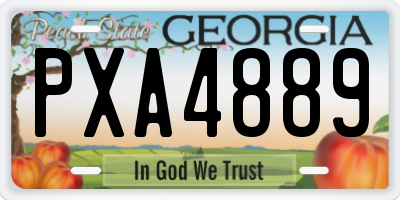 GA license plate PXA4889