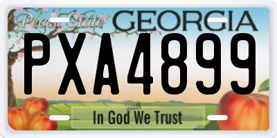 GA license plate PXA4899
