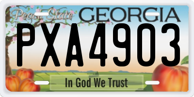 GA license plate PXA4903
