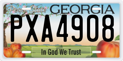 GA license plate PXA4908