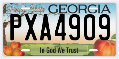 GA license plate PXA4909