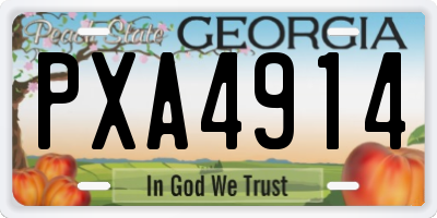 GA license plate PXA4914
