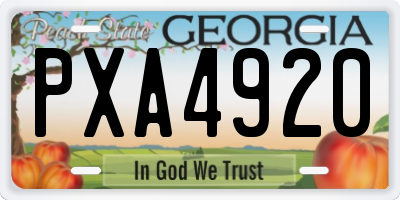 GA license plate PXA4920
