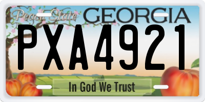 GA license plate PXA4921