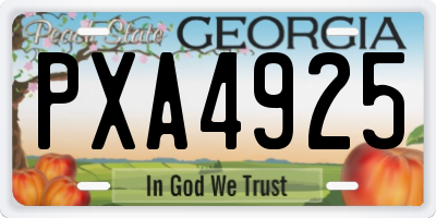 GA license plate PXA4925