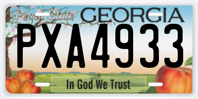 GA license plate PXA4933
