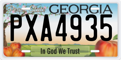 GA license plate PXA4935