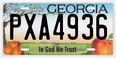 GA license plate PXA4936