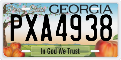 GA license plate PXA4938