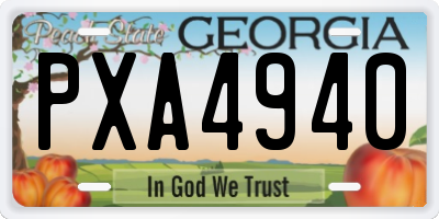 GA license plate PXA4940