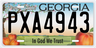 GA license plate PXA4943