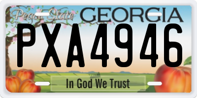 GA license plate PXA4946