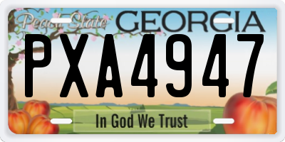GA license plate PXA4947