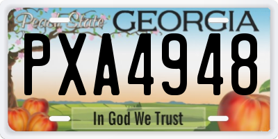 GA license plate PXA4948