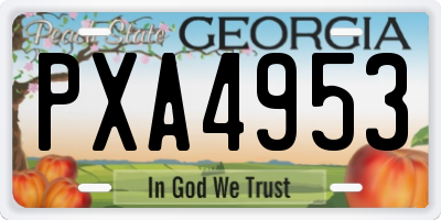GA license plate PXA4953