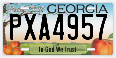 GA license plate PXA4957