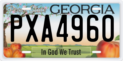 GA license plate PXA4960