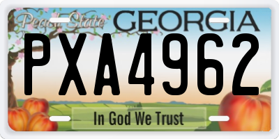 GA license plate PXA4962