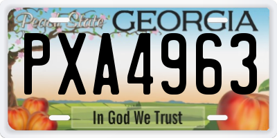 GA license plate PXA4963