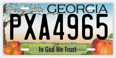 GA license plate PXA4965