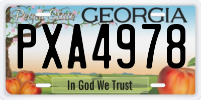 GA license plate PXA4978