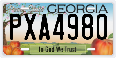 GA license plate PXA4980