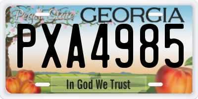 GA license plate PXA4985