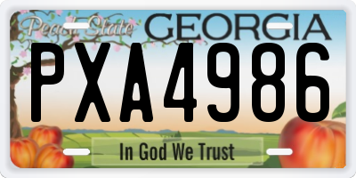 GA license plate PXA4986