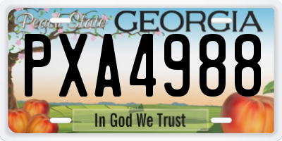 GA license plate PXA4988
