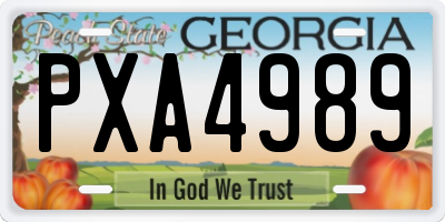 GA license plate PXA4989