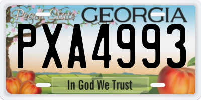 GA license plate PXA4993