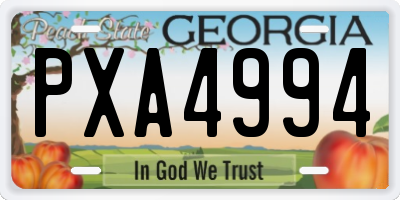 GA license plate PXA4994